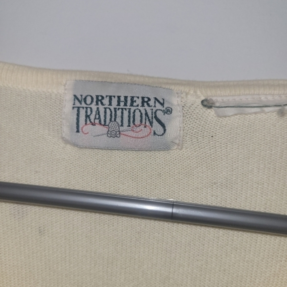 Vintage Northern Traditions Floral Cardigan Cream Large Cottagecore - Picture 4 of 5
